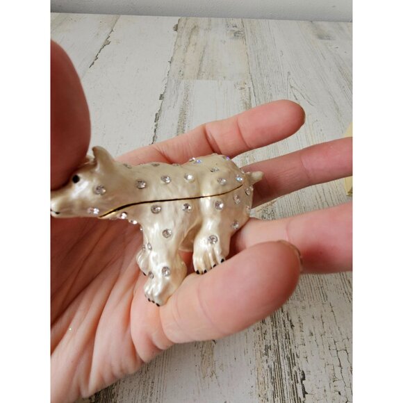 Pier 1 cloisonne polar bear trinket box jewelry glitter rhinestone unique - Picture 8 of 10